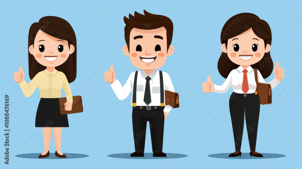 Smiling business team giving thumbs up in cheerful setting Smiling business team giving thumbs up in cheerful setting