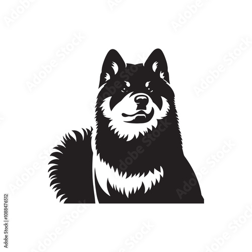 Akita Silhouette - Minimalist Dog Vector - Akita Illustration.