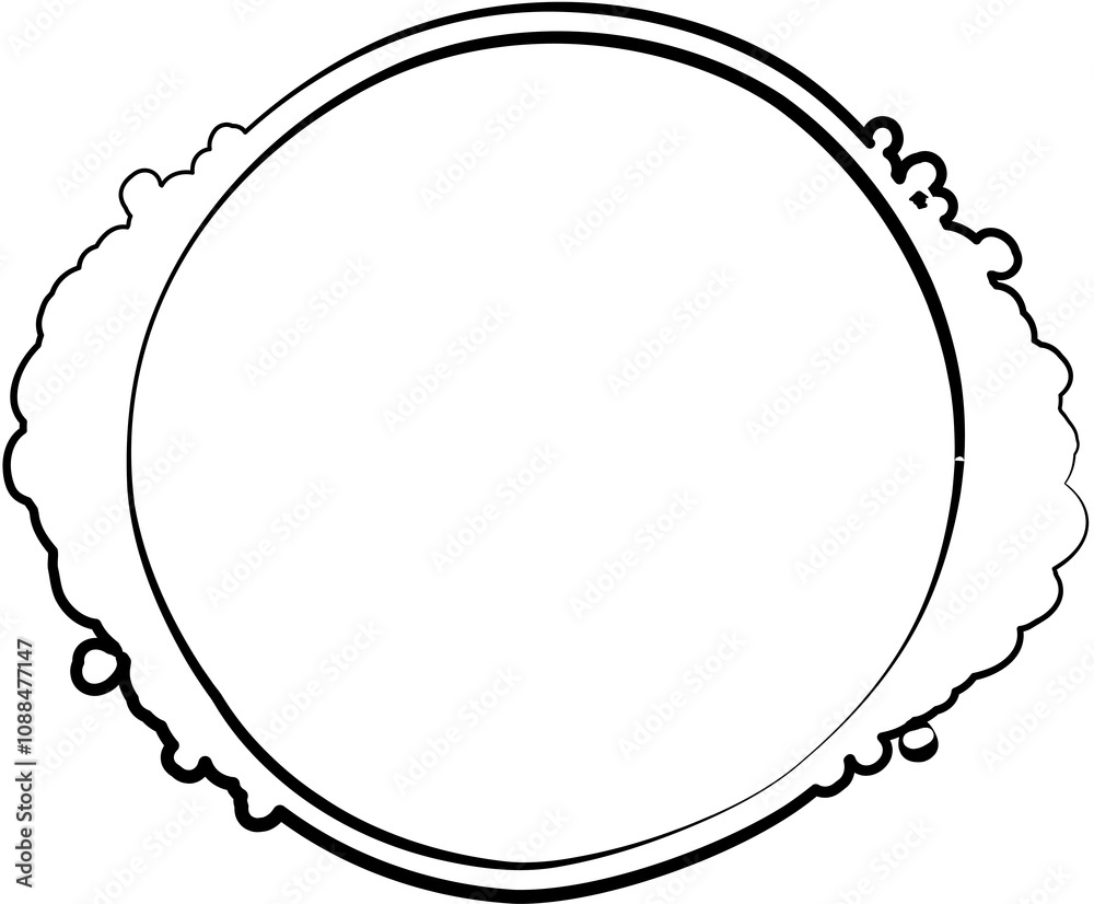 Botanical circle frame. Hand drawn round line border Botanical circle frame. Hand drawn round line border