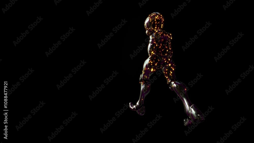 Surreal luminescent figure dances through abstract darkness Surreal luminescent figure dances through abstract darkness