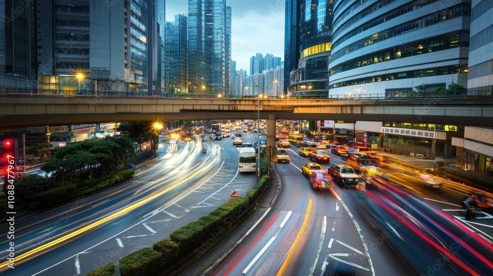 Fototapeta premium Cityscape with Light Trails