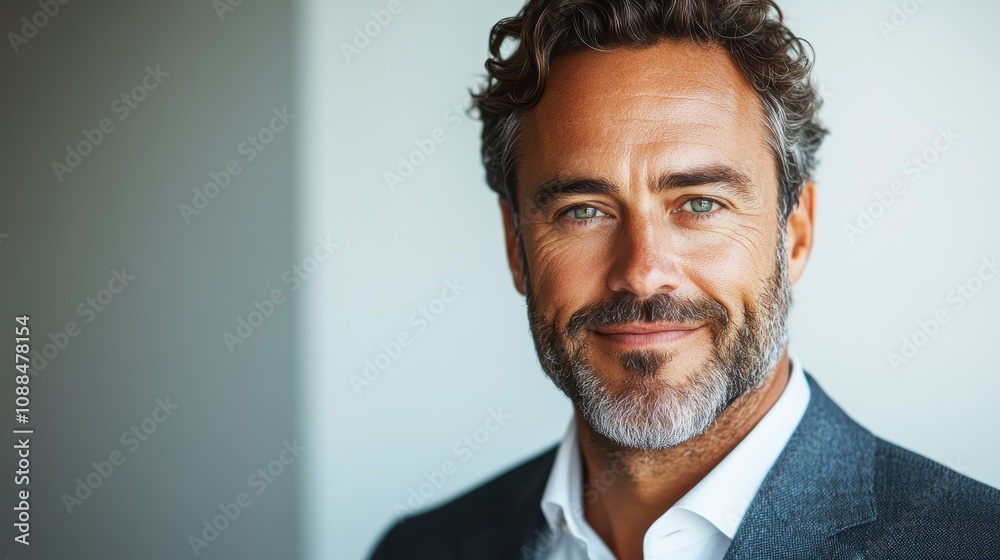 Elegant middle-aged businessman in a stylish suit, smiling at the camera, isolated on a white background. Elegant middle-aged businessman in a stylish suit, smiling at the camera, isolated on a white background.