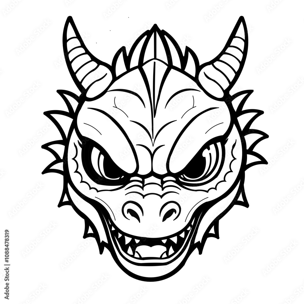Illustration of a dragon's head