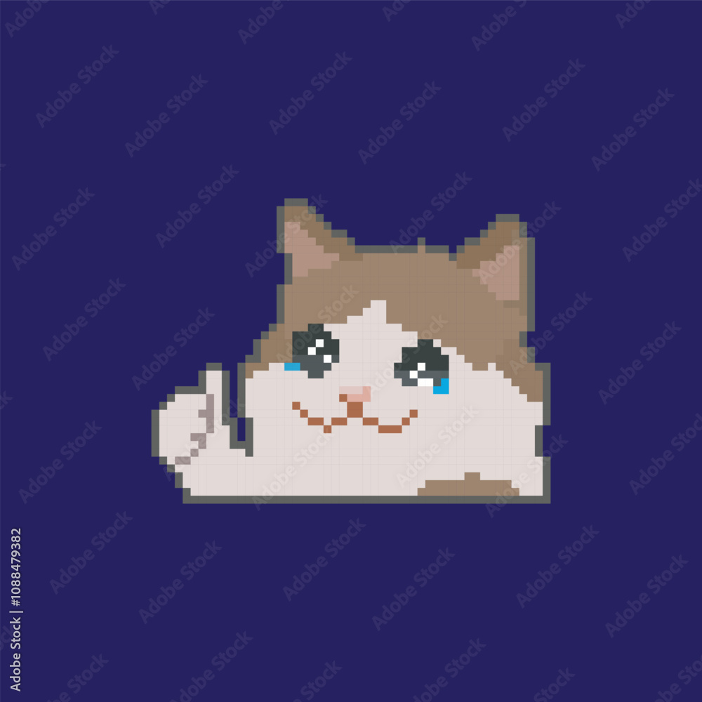 pixel art sad cat, vector illustration on isolated background. pixel art sad cat, vector illustration on isolated background.