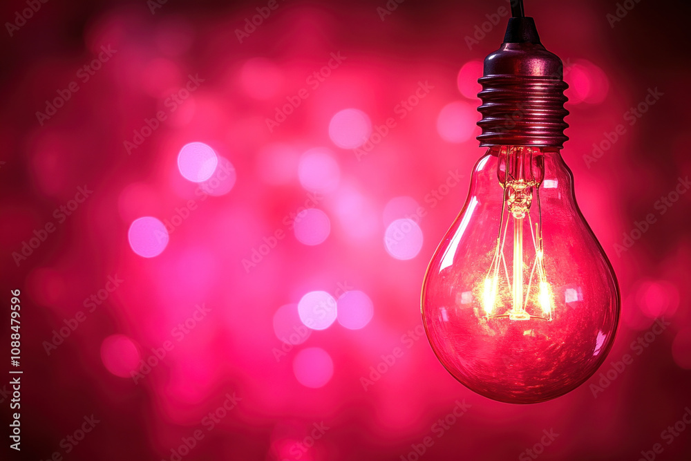 A light bulb hanging from a string against a dark background, illuminated and glowing brightly. A light bulb hanging from a string against a dark background, illuminated and glowing brightly.