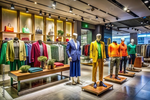 Retail Display of Fashionable Clothes in a Modern Store Setting for Visual Merchandising