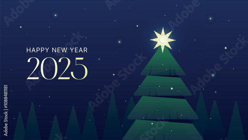 Happy New Year 2025. Merry Christmas. Vector illustration