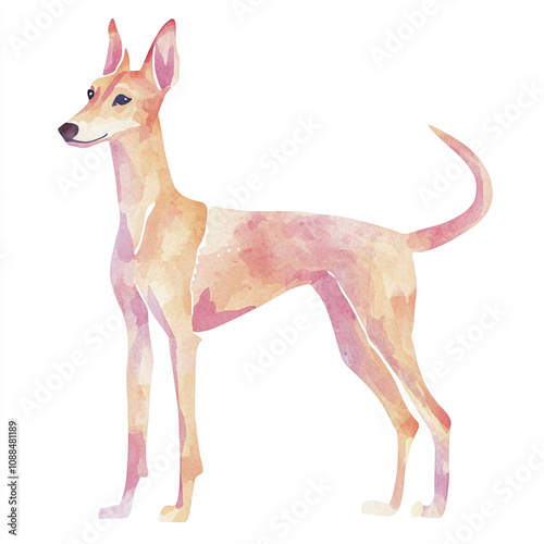 Harrier Dog Watercolor Illustration: Simple and Elegant Artwork of a Loyal Canine Companion photo