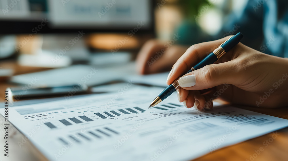 A person is writing on a piece of paper with a pen. Concept of focus and concentration as the person carefully writes down information A person is writing on a piece of paper with a pen. Concept of focus and concentration as the person carefully writes down information