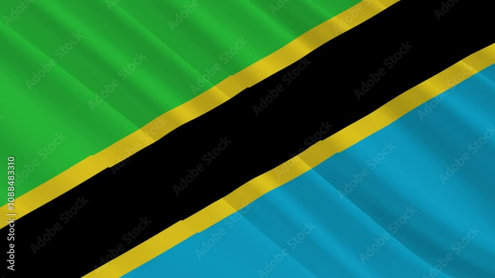 Tanzania Waving Flag, Motion Animation of Tanzania National Flag