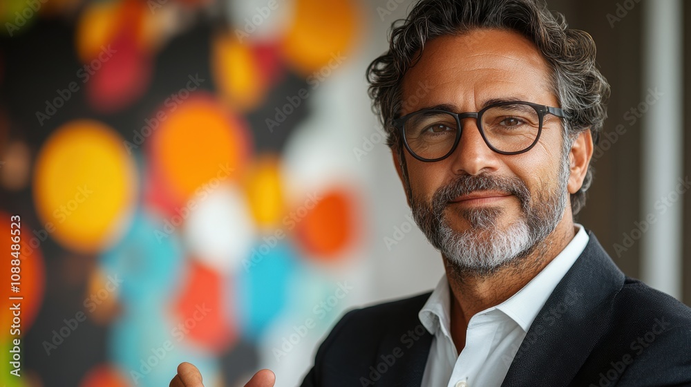 Middle-aged Latin businessman pointing to the side with a smartphone, isolated on a white background. Middle-aged Latin businessman pointing to the side with a smartphone, isolated on a white background.