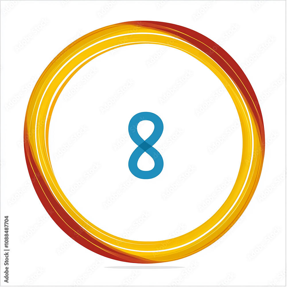 A blue infinity symbol inside a yellow and orange ring on a white background. A blue infinity symbol inside a yellow and orange ring on a white background.