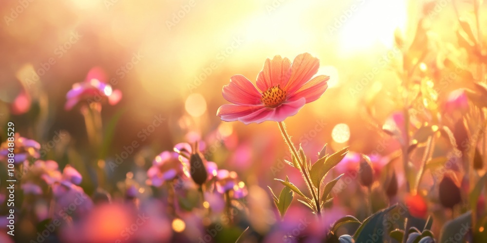 Fototapeta premium Morning flower appearance showcases the beauty of flowers at dawn, highlighting their vibrant colors and delicate petals. Experience the enchanting flower appearance in the morning light.