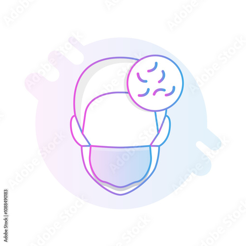 Fatigue Icon – Person with Mask and Tired Face, Representing Exhaustion, Stress, and Weariness