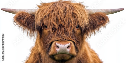 Close up of a Highland Cattle displaying its big hair, showcasing the unique features and textures of the animal s big hair coat in this striking portrait. Big hair adds character to the cattle.