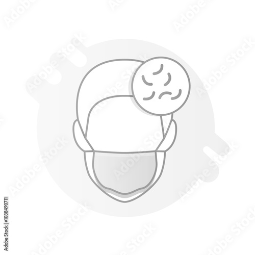 Fatigue Icon – Person with Mask and Tired Face, Representing Exhaustion, Stress, and Weariness