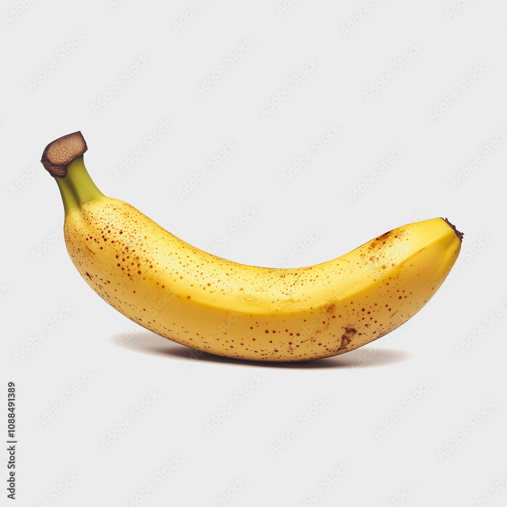 Bright and Fresh Yellow Banana with Natural Spots Perfectly Displayed Against a Soft Neutral Background Ideal for Food and Healthy Lifestyle Concepts Bright and Fresh Yellow Banana with Natural Spots Perfectly Displayed Against a Soft Neutral Background Ideal for Food and Healthy Lifestyle Concepts