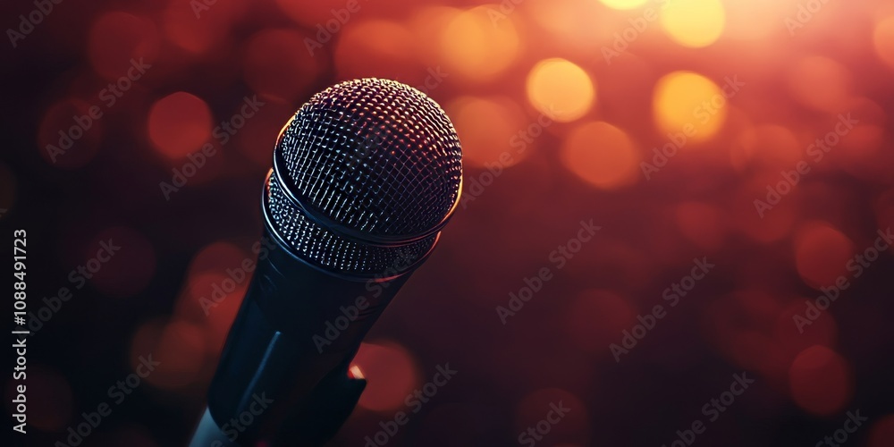 Professional microphone with a smooth background and beautiful bokeh effect, creating an artistic composition that showcases the essence of sound and audio recording through stunning visuals of the Professional microphone with a smooth background and beautiful bokeh effect, creating an artistic composition that showcases the essence of sound and audio recording through stunning visuals of the