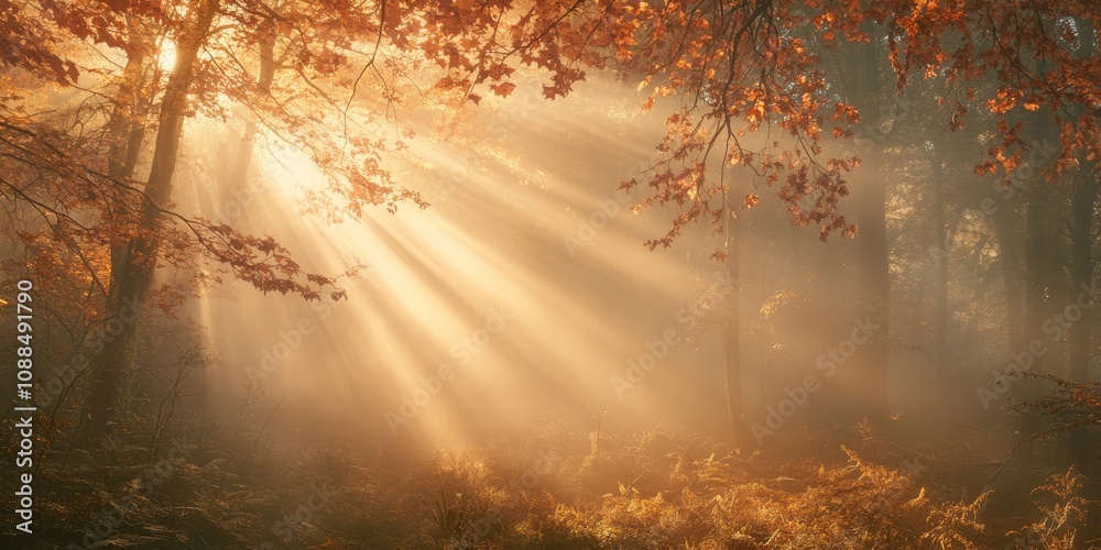 Misty forest rays of sunlight capture the enchanting atmosphere of autumn, showcasing warm colors and a magical feel typical of a misty forest. Experience the beauty of sunlight in a misty forest. Misty forest rays of sunlight capture the enchanting atmosphere of autumn, showcasing warm colors and a magical feel typical of a misty forest. Experience the beauty of sunlight in a misty forest.