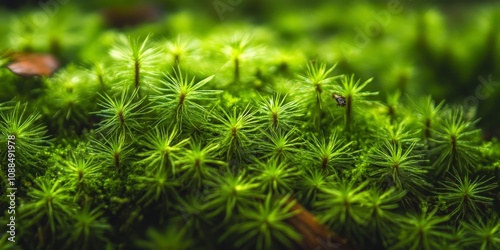 Vibrant green moss adorned with fallen needles creates a captivating natural scene, showcasing the beauty of green moss in harmony with delicate needle textures. This green moss environment is truly