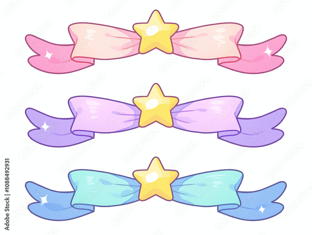 Adorable Pastel Ribbon with Star Design Adorable Pastel Ribbon with Star Design