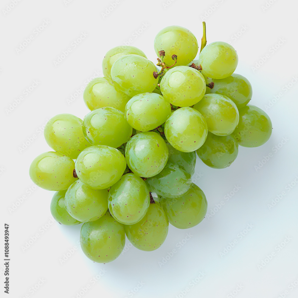 Fresh Green Grapes Cluster on White Background for Healthy Organic Food and Natural Diet Concepts, Perfect for Seasonal Recipes and Fresh Produce Promotions Fresh Green Grapes Cluster on White Background for Healthy Organic Food and Natural Diet Concepts, Perfect for Seasonal Recipes and Fresh Produce Promotions