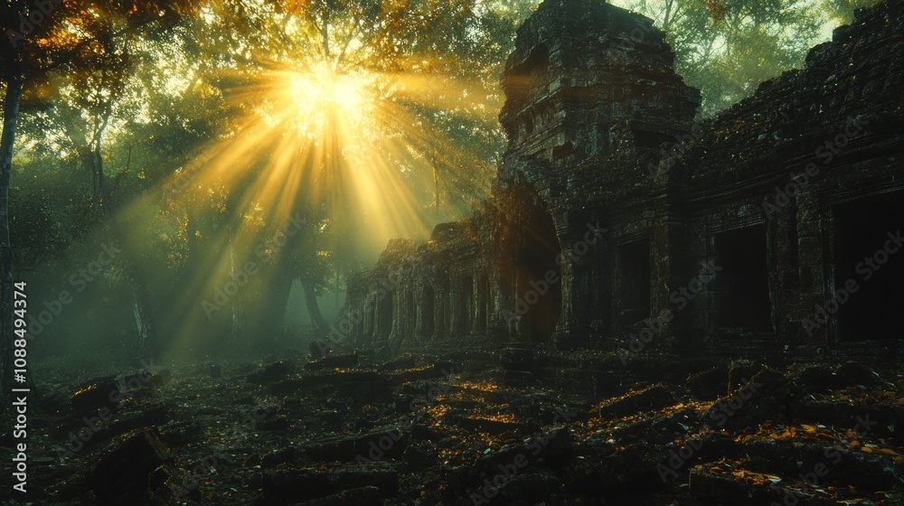 Ancient Ruins in a Mystical Forest