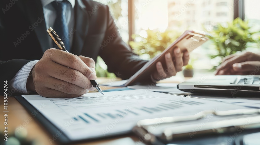 Business people signing contract making deal with real estate agent concept for consultant home insurance Business people signing contract making deal with real estate agent concept for consultant home insurance