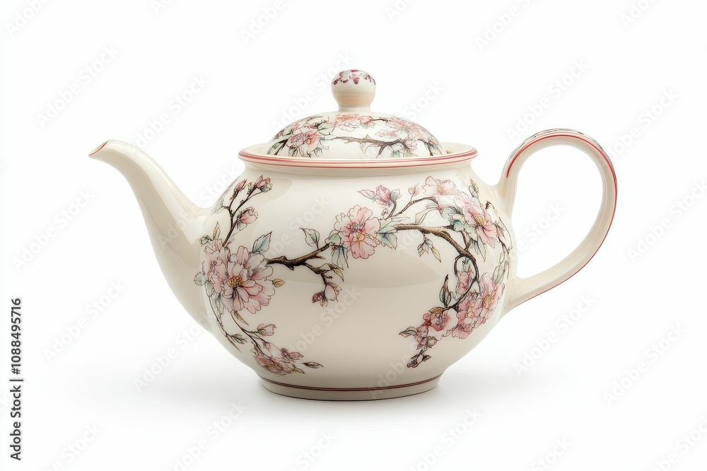 Floral patterned teapot on white background. Floral patterned teapot on white background.
