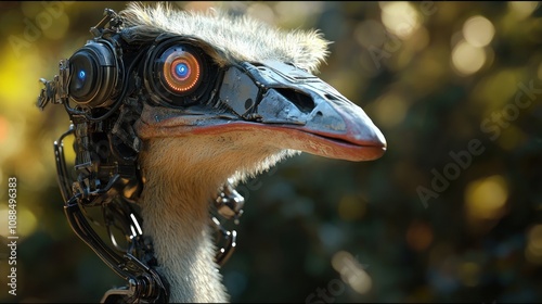 Cybernetic Ostrich: A Fusion of Nature and Technology photo