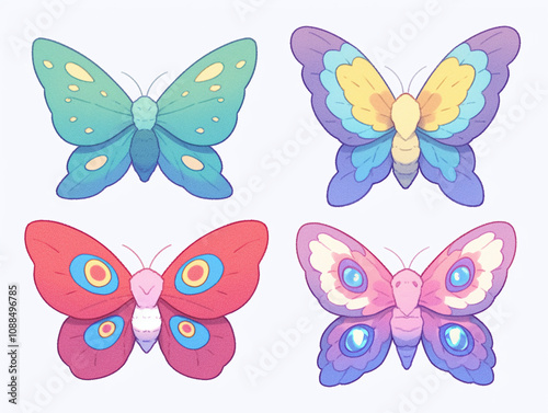 Wallpaper Mural Four Colorful Butterfly Illustrations Torontodigital.ca