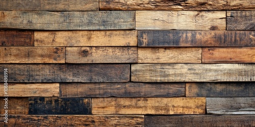 Detailed photo texture of an old wooden wall, showcasing the natural beauty of wood planks in close up. The wooden wall features rich textures, perfect for adding depth to any design.