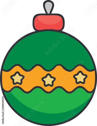 Christmas tree decorations  green white background, vector illustration 