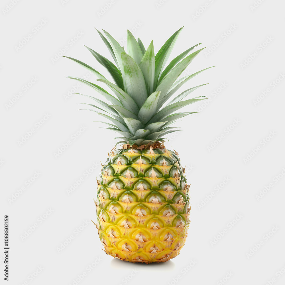 Fresh and Juicy Pineapple with Lush Green Leaves Isolated on Light Background for Tropical Fruit Concept in Healthy Nutrition and Culinary Arts Fresh and Juicy Pineapple with Lush Green Leaves Isolated on Light Background for Tropical Fruit Concept in Healthy Nutrition and Culinary Arts