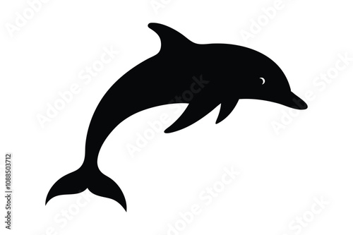 Wallpaper Mural dolphin black silhouette isolated vector art Illustration with white background Torontodigital.ca