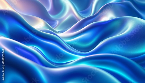 Abstract Blue Liquid Waves Background. Concept of fluidity, motion, and energy.