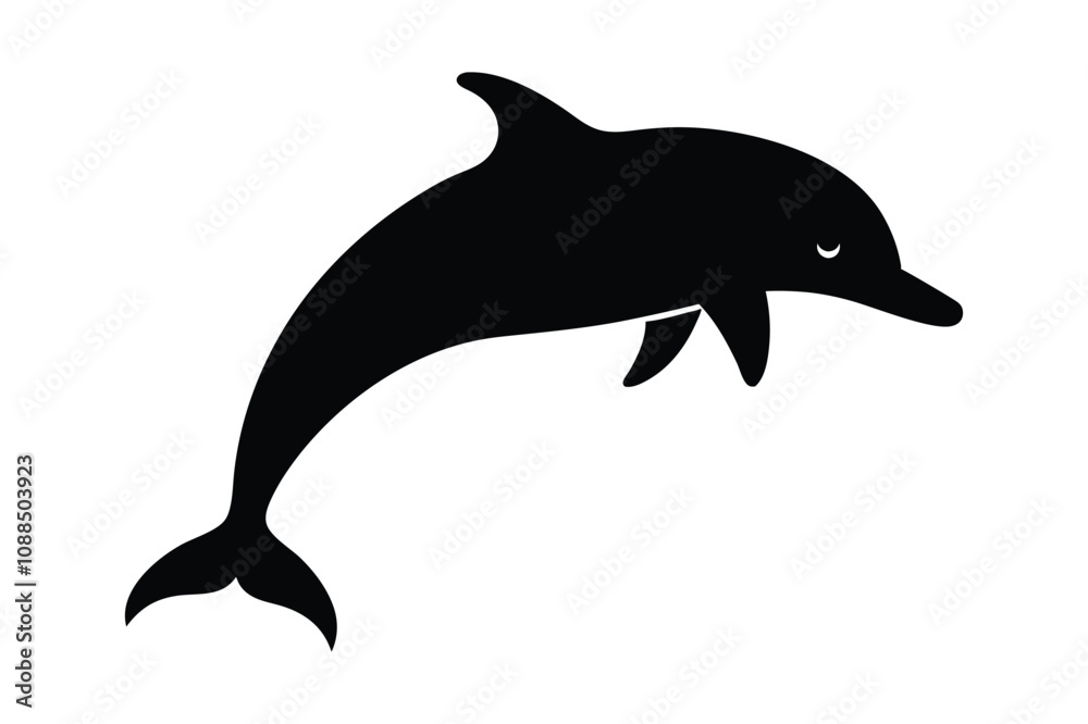 Obraz premium dolphin black silhouette isolated vector art Illustration with white background