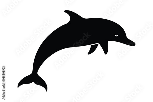 Wallpaper Mural dolphin black silhouette isolated vector art Illustration with white background Torontodigital.ca