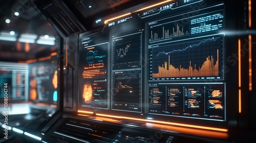 Charts and Graphs on Screens Displaying Data Analysis for Business photo