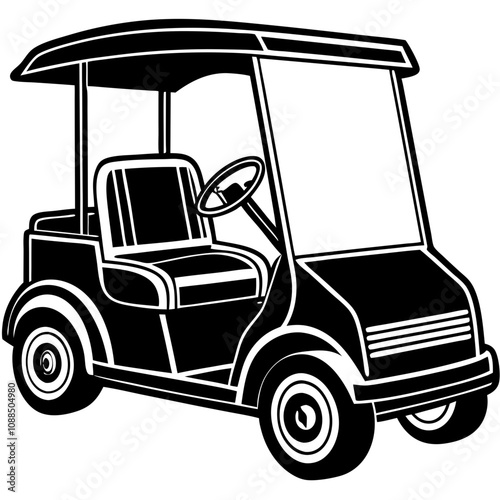 Golf Cart Silhouette: A simple yet stylish silhouette of a golf cart, ideal for showcasing a relaxed lifestyle, recreational activities, and outdoor adventures.  