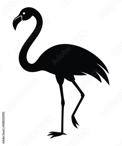 flamingo black silhouette isolated vector art Illustration with white background