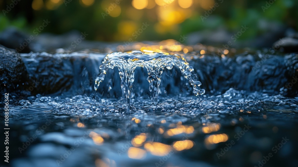 Close-Up of Cascading Water in a Stream Close-Up of Cascading Water in a Stream