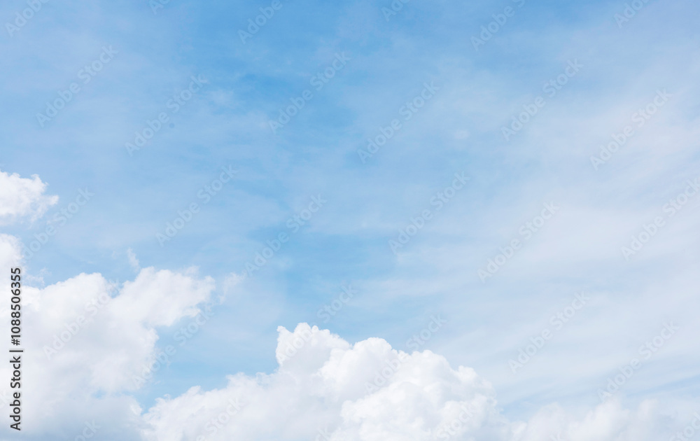 Bright Blue Sky with White Cloud background: A Clear Summer Day with Light Gradients winter cloudy and Nature Beauty texture, Horizon air in summer day. abstract Landscape spring View Bright Blue Sky with White Cloud background: A Clear Summer Day with Light Gradients winter cloudy and Nature Beauty texture, Horizon air in summer day. abstract Landscape spring View