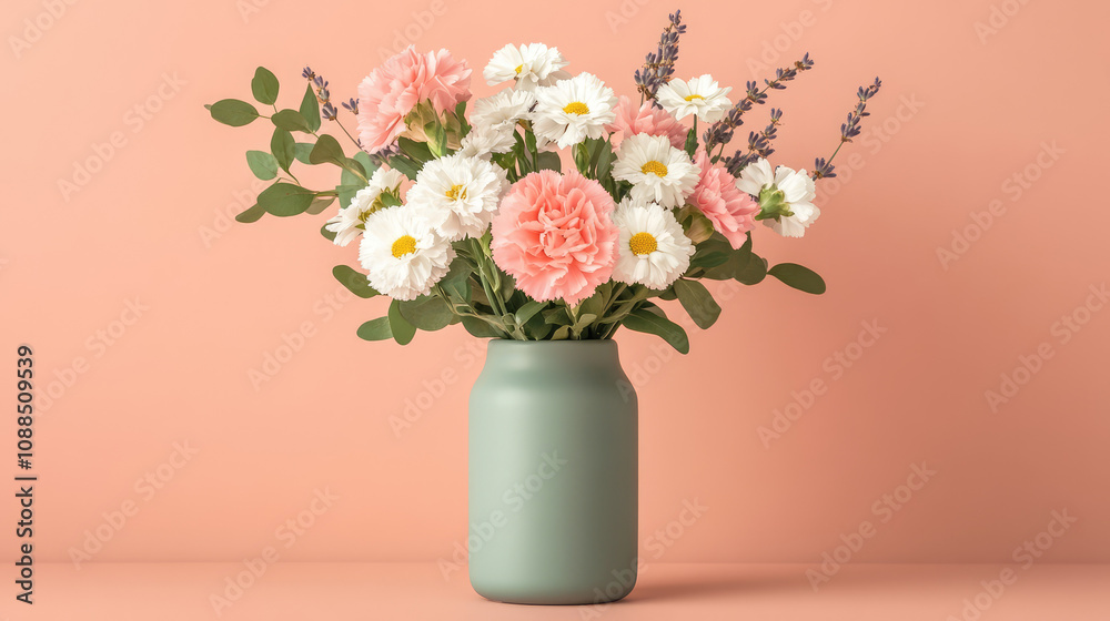 A vase of flowers sits on a table A vase of flowers sits on a table
