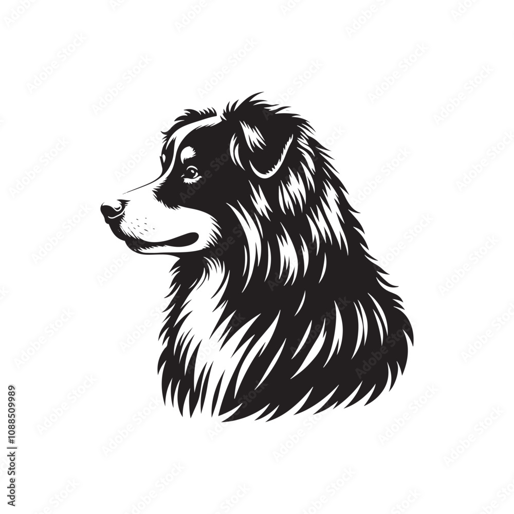 Naklejka premium Australian Shepherd Dog Silhouette - Australian Shepherd Dog Illustration - Vector of Dog.