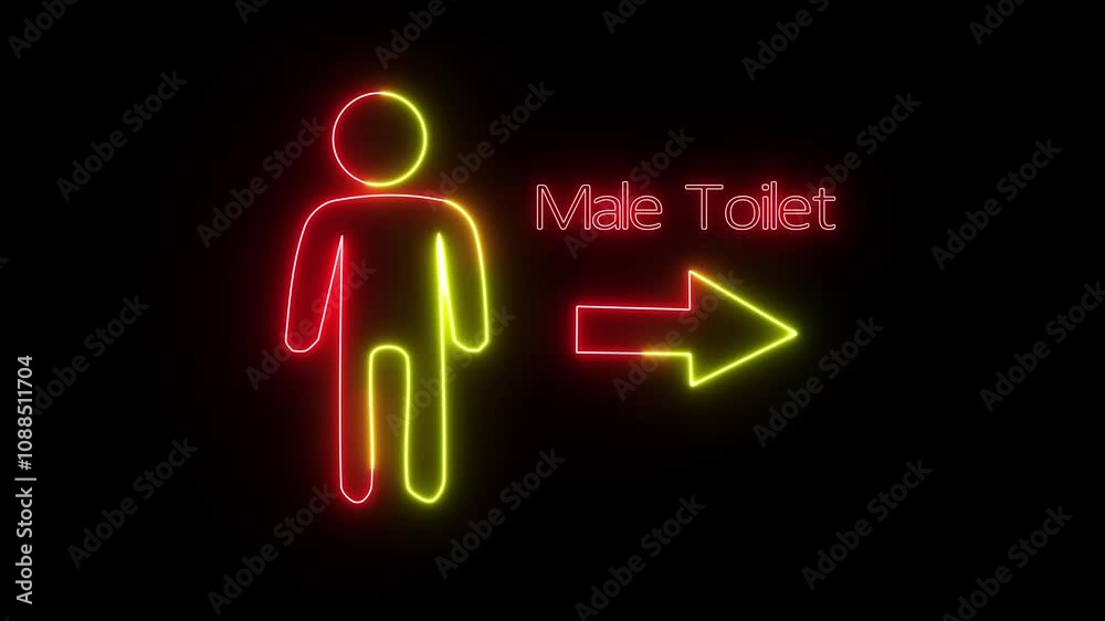 On the right is the boys bathroom sign animation. Male toilet signs in neon lights. Male toilet safety sign going the right way. On the right is the boys bathroom sign animation. Male toilet signs in neon lights. Male toilet safety sign going the right way.
