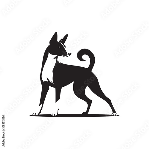 Basenji Silhouette - Minimal Basenji Dog Vector - Dog Illustration. photo