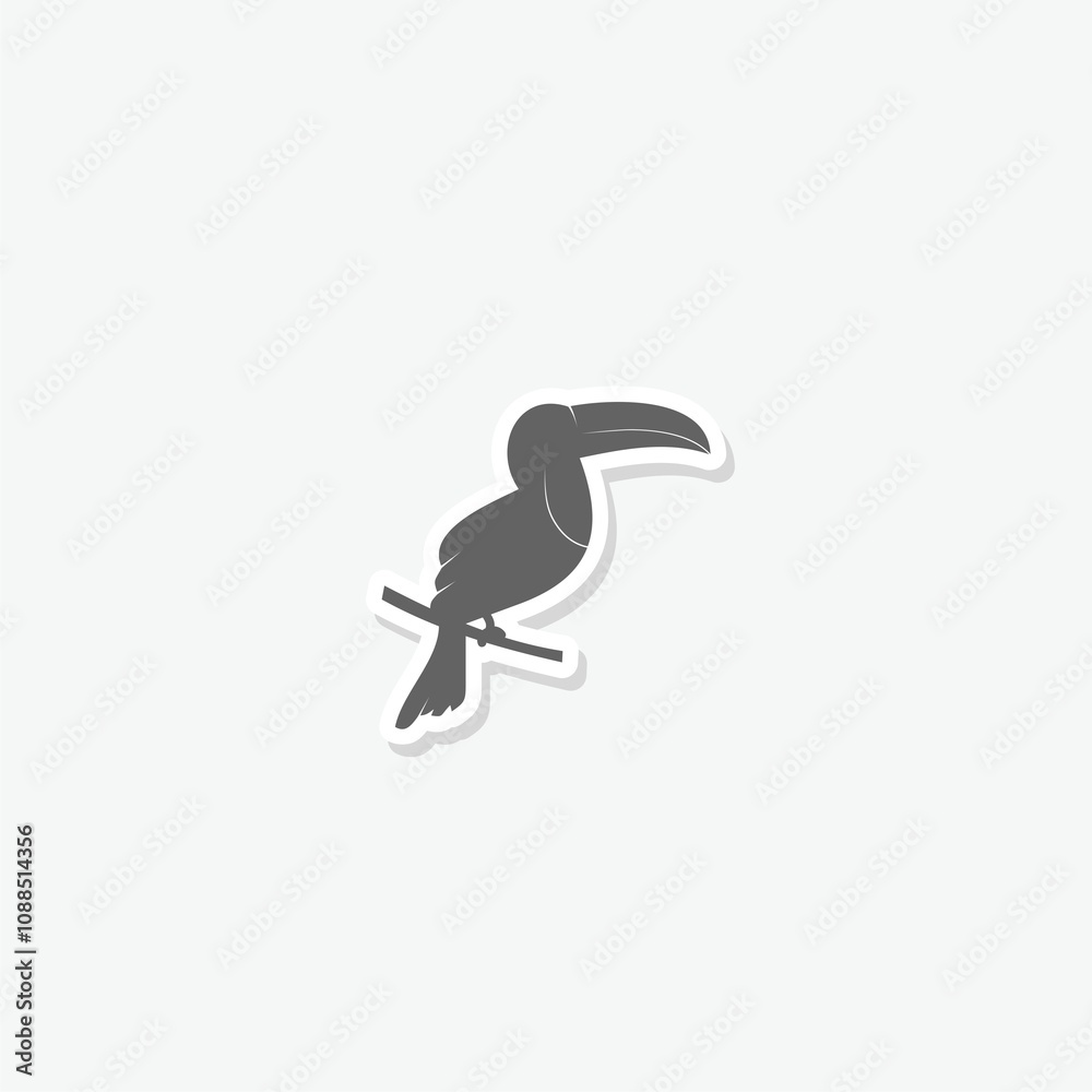 Toucan icon sticker isolated on gray background Toucan icon sticker isolated on gray background
