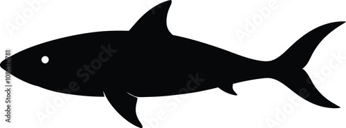 shark black silhouette isolated vector art Illustration with white background