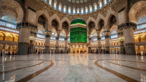 The Prophet Muhammad Mosque is the second largest mosque and holiest site in Islam, copy space - generativea ai photo